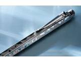 Set Kugelschreiber Ecridor™ Alpine Frost & Etui aus Polarblauem Leder