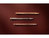 Set Kugelschreiber Ecridor™ Damier Silbergrau & Etui aus Leder Schwarz
