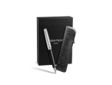 Set Kugelschreiber Léman™ Damier & Etui aus Leder Schwarz