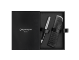 Set Kugelschreiber Léman™ Damier & Etui aus Leder Schwarz