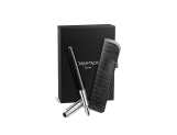 Set Füllfederhalter Léman™ Damier & Etui aus Leder Schwarz