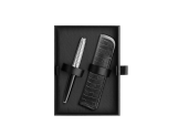 Set Füllfederhalter Léman™ Damier & Etui aus Leder Schwarz