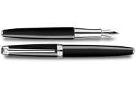 Silver-Plated, Rhodium-Coated LÉMAN EBONY BLACK Fountain Pen