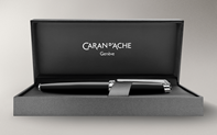 Silver-Plated, Rhodium-Coated LÉMAN EBONY BLACK Fountain Pen