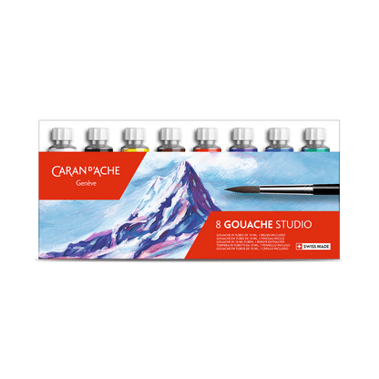 Box of 8 Tubes of Paint GOUACHE STUDIO 10 ml