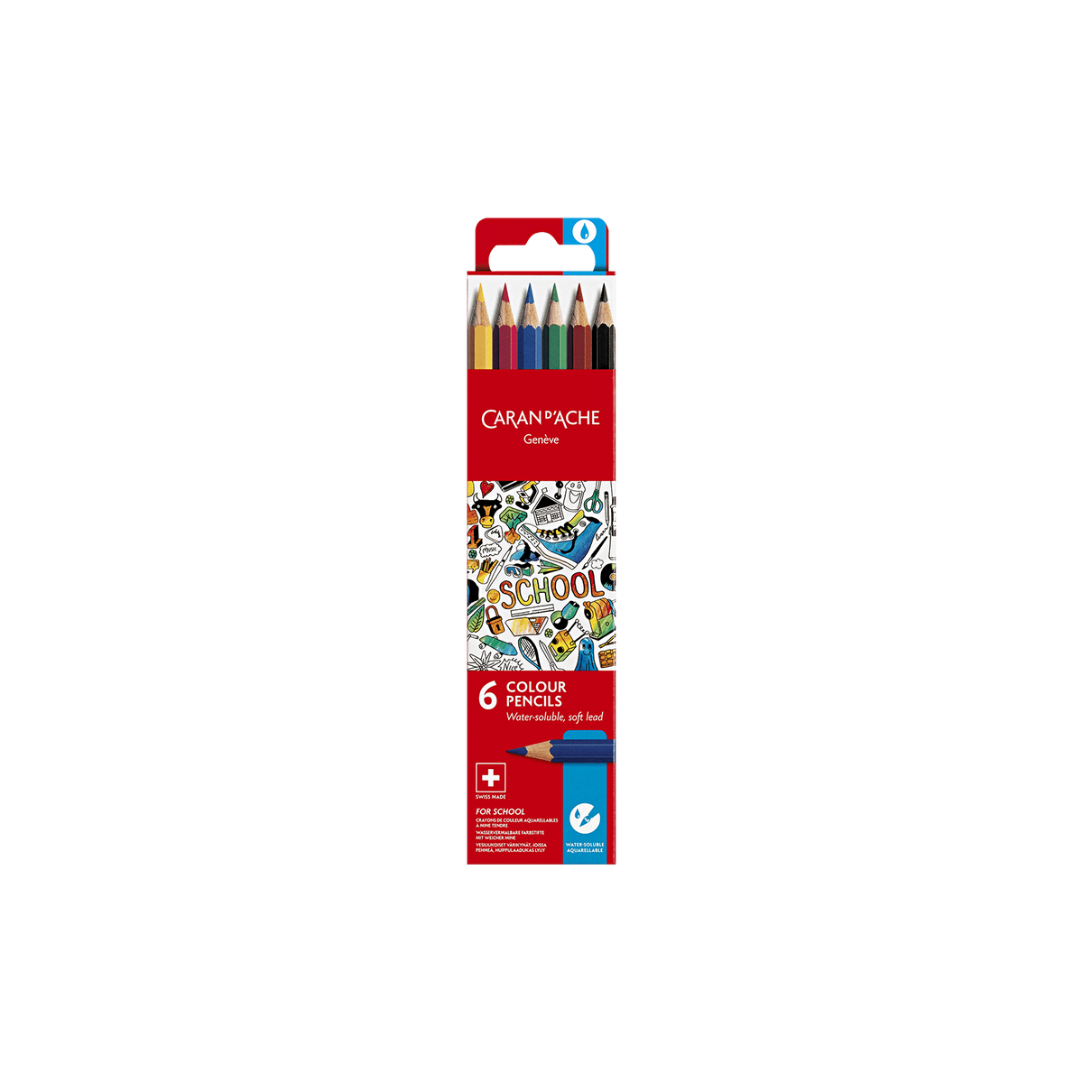 Boîte Carton 6 Crayons Aquarellables SCHOOL LINE