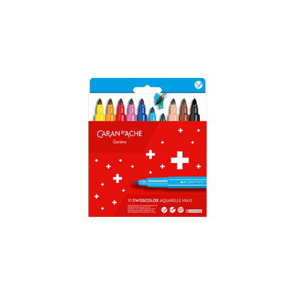 Cardboard boxe of Maxi 10 Fibre-tipped pens SWISSCOLOR