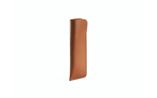 ASTUCCIO IN PELLE PER 2 PENNE, COLORE CAMMELLO