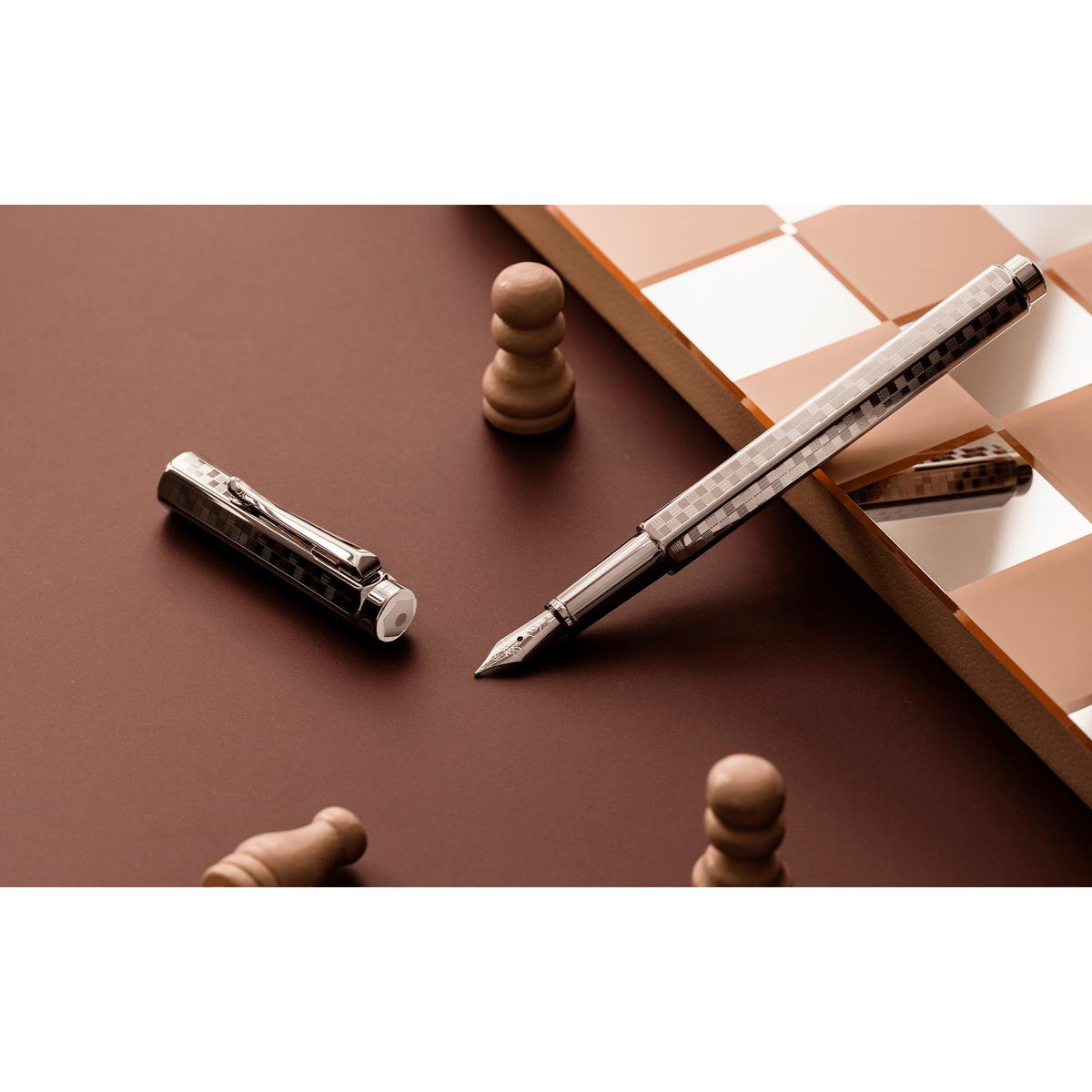 Penna Stilografica Ecridor™ Damier Grigio Argento