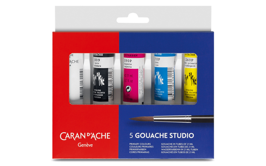 GOUACHE STUDIO – Assortiment 5 couleurs en tubes 21 ml