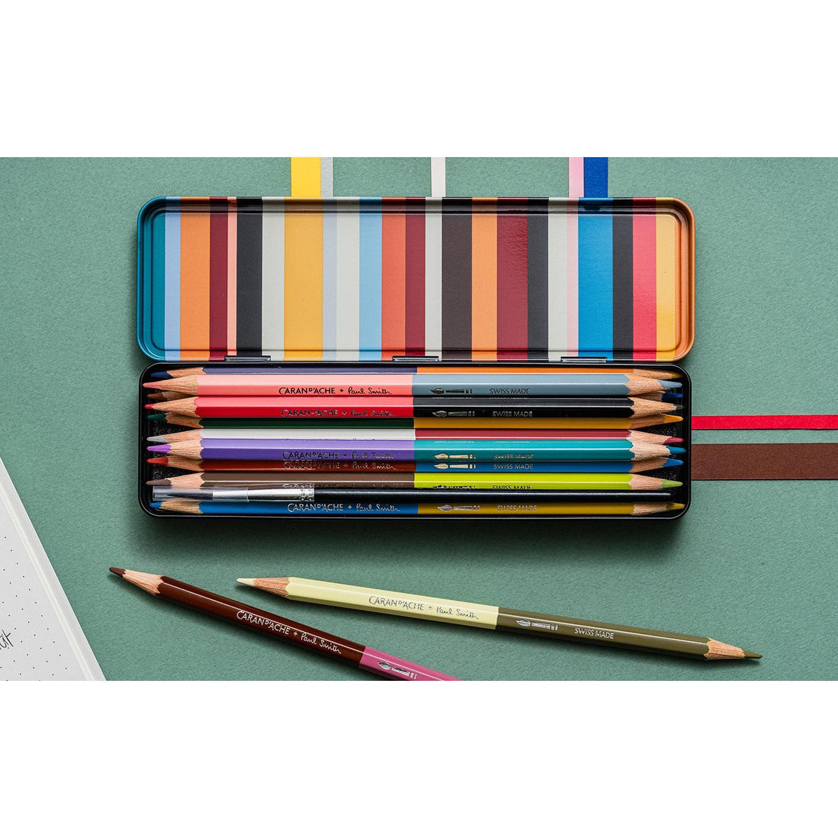 Scatola con 12 Matite Colorate Bicolori & 1 Pennello Paul Smith