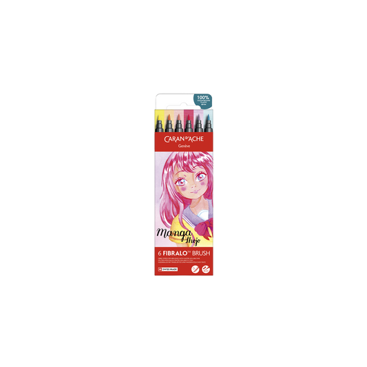 Set 6 Fibre-tipped Pens Fibralo™ Brush Manga Shojo