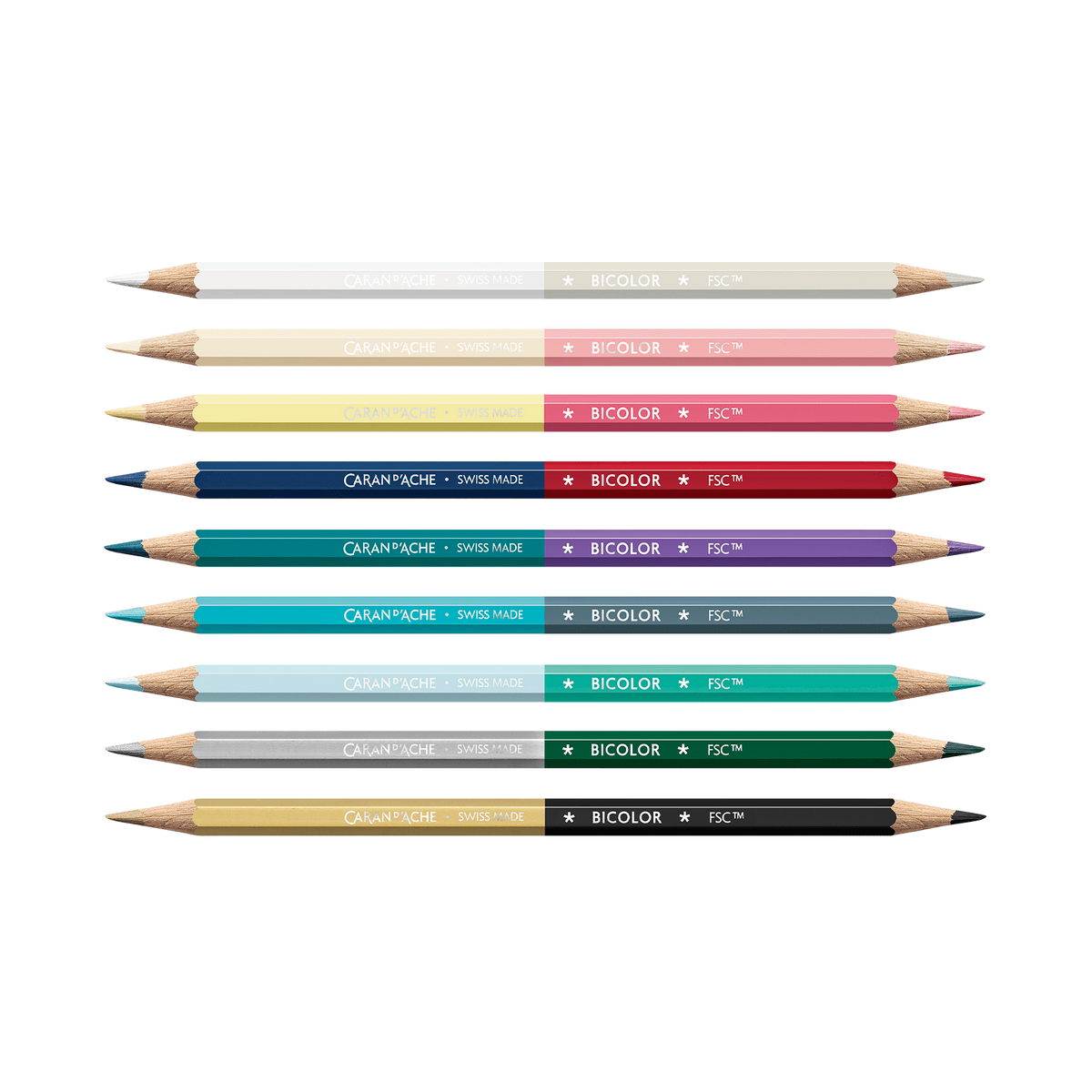 Scatola con 9 Matite Colorate Bicolori & 1 Pennello Alpine Frost