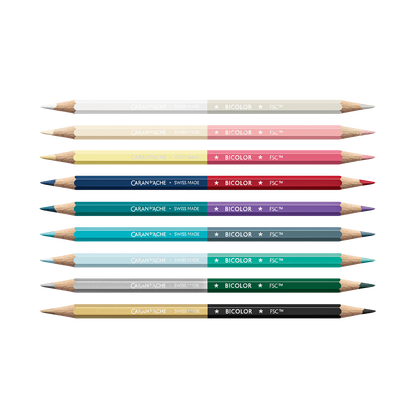 Scatola con 9 Matite Colorate Bicolori & 1 Pennello Alpine Frost