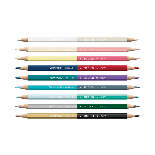Set 9 Coloured Pencils Bicolor & 1 Brush Alpine Frost
