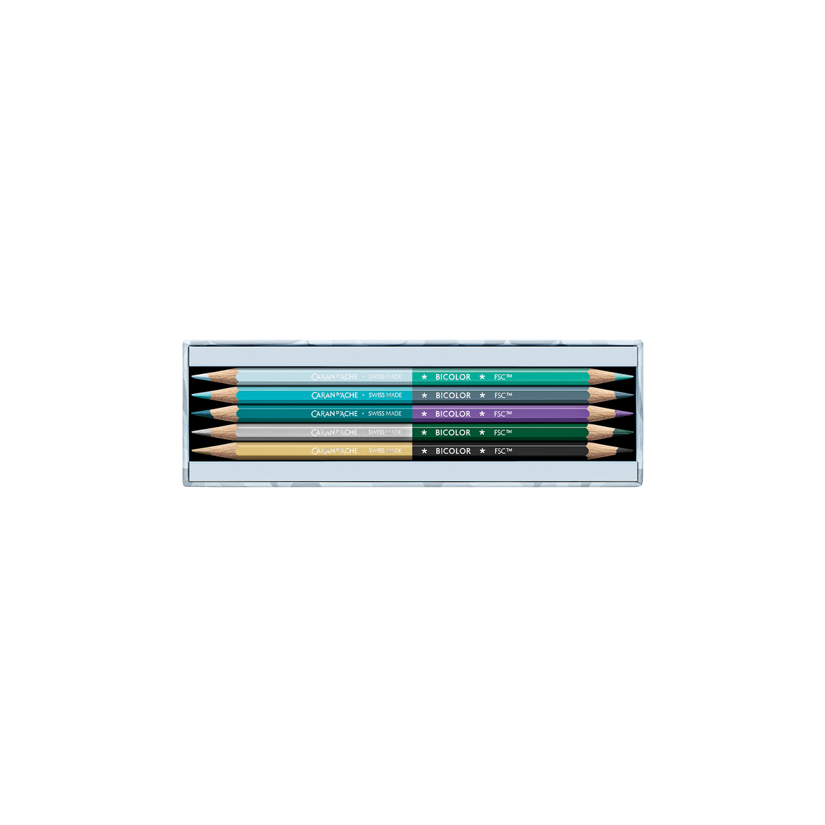 Scatola con 9 Matite Colorate Bicolori & 1 Pennello Alpine Frost