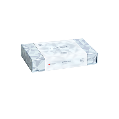 Set Kugelschreiber Ecridor™ Alpine Frost & Etui aus Polarblauem Leder