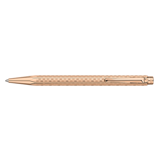 Set Stylo Bille Ecridor™ Damier Doré Rose & Étui en Cuir Noir