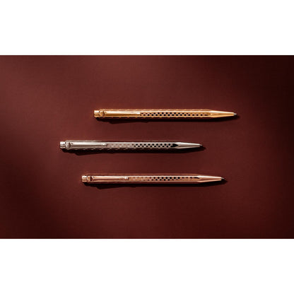 Set Penna a Sfera Ecridor™ Damier Dorato Rosa & Astuccio in Pelle Nera