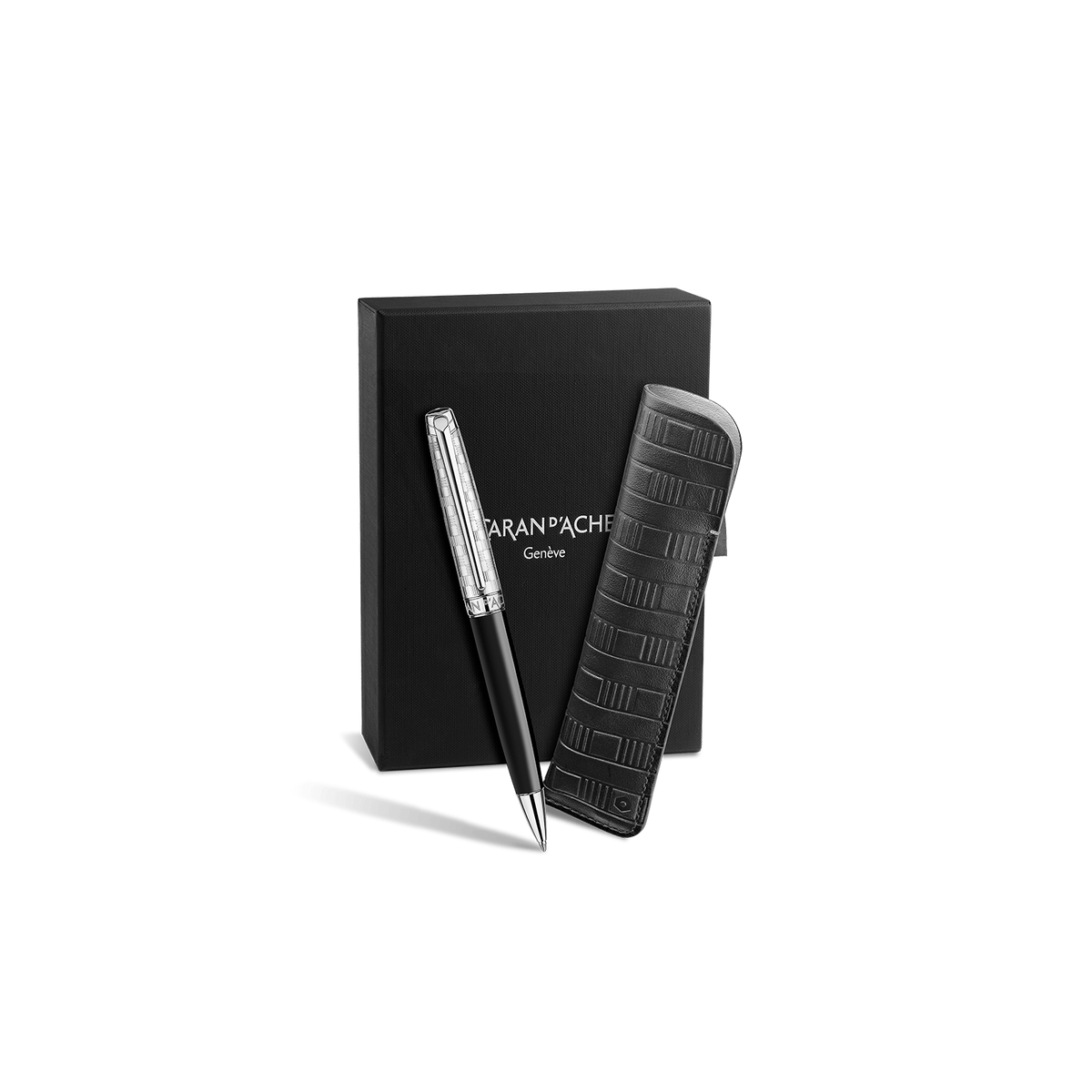 Set Penna a Sfera Léman™ Damier e Custodia in Pelle Nera