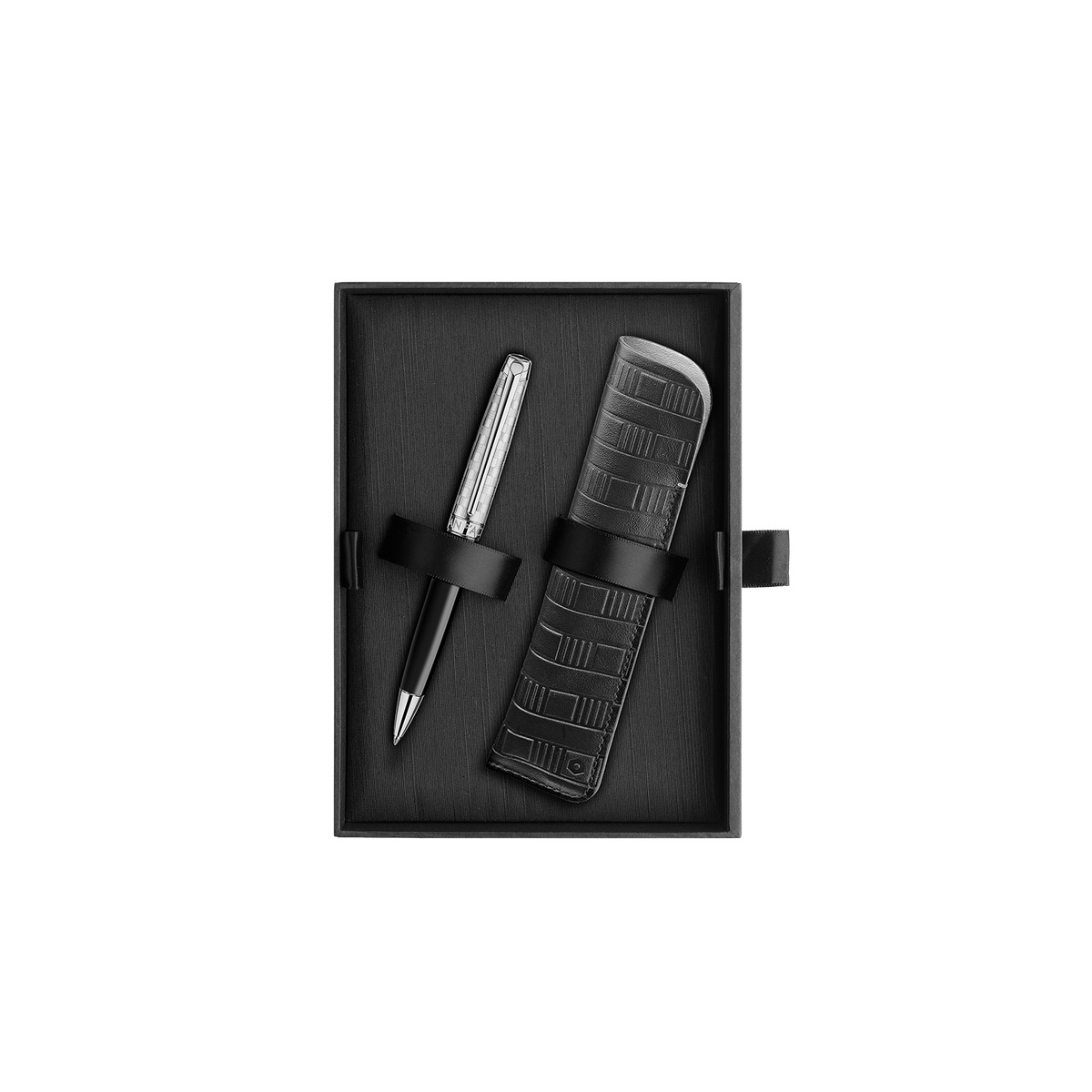 Set Penna a Sfera Léman™ Damier e Custodia in Pelle Nera