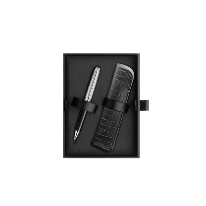 Set Penna a Sfera Léman™ Damier e Custodia in Pelle Nera