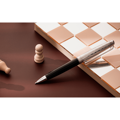 Set Penna a Sfera Léman™ Damier e Custodia in Pelle Nera