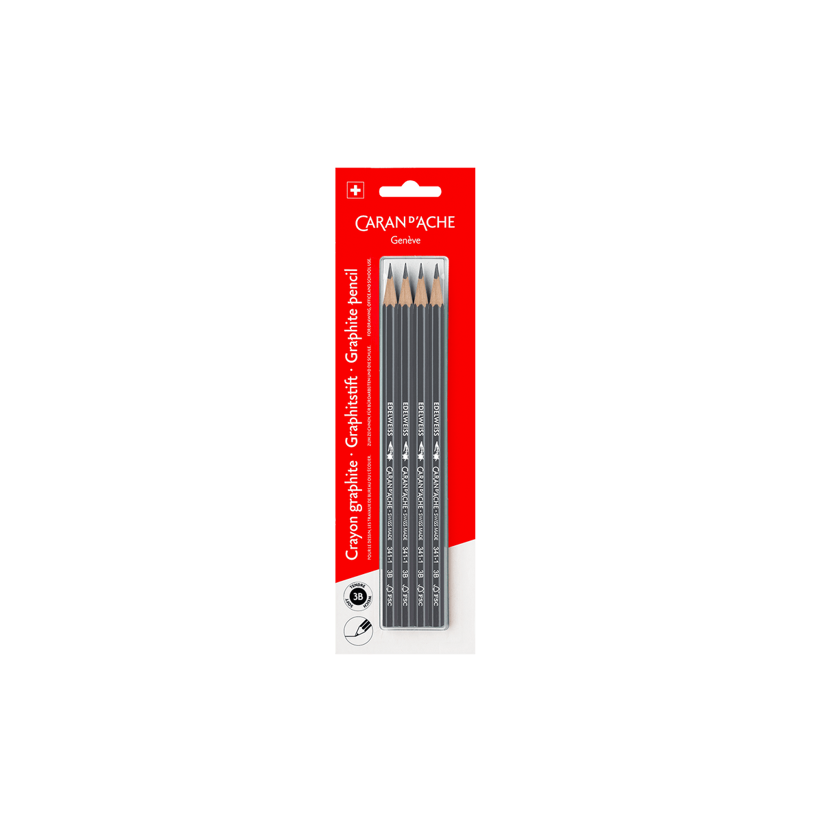 Set pack containing 4 EDELWEISS 3B graphite pencils