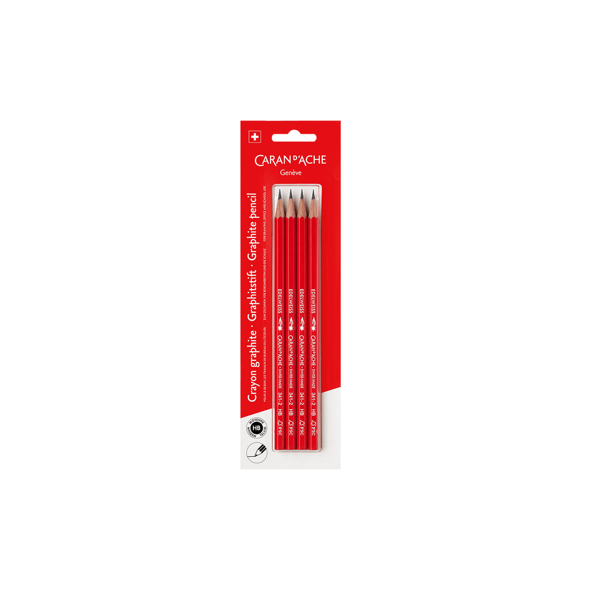 Set pack containing 4 EDELWEISS HB graphite pencils
