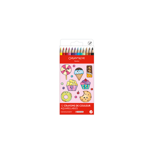 Set Kawaii 12 Coloured Pencils Swisscolor Watercolour Candy World