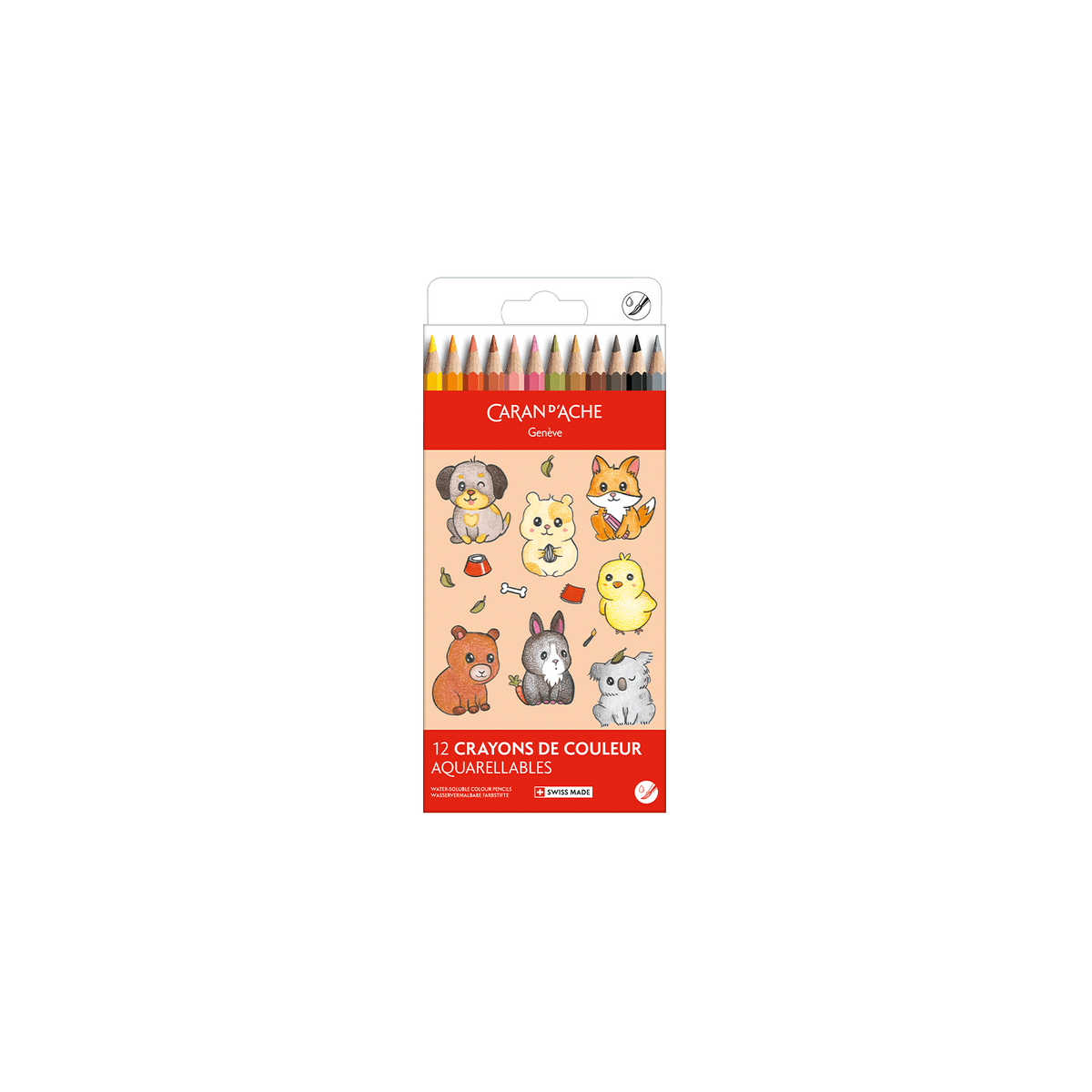Kawaii-Set 12 Farbstifte Swisscolor Aquarell Cute Animals