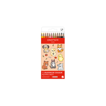 Kawaii-Set 12 Farbstifte Swisscolor Aquarell Cute Animals