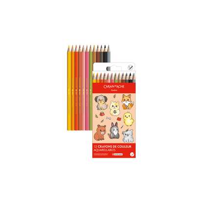 Kawaii-Set 12 Farbstifte Swisscolor Aquarell Cute Animals