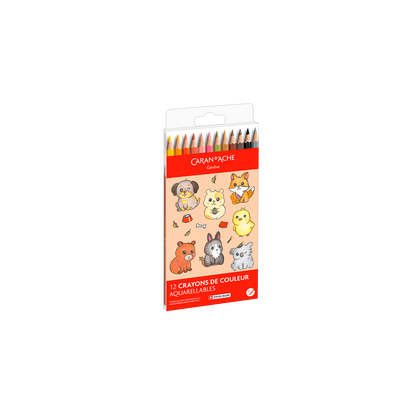 Kawaii-Set 12 Farbstifte Swisscolor Aquarell Cute Animals