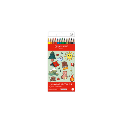 Kawaii-Set 12 Farbstifte Swisscolor Aquarell Swiss Mountain