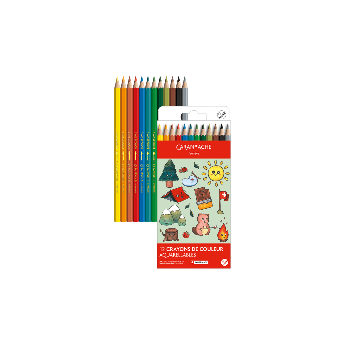 Kawaii-Set 12 Farbstifte Swisscolor Aquarell Swiss Mountain