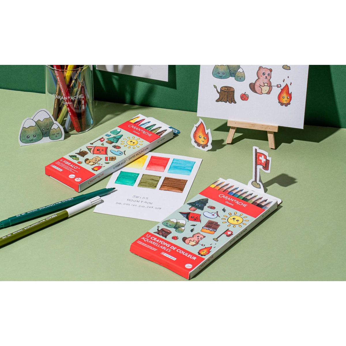 Kawaii-Set 12 Farbstifte Swisscolor Aquarell Swiss Mountain