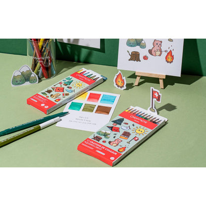 Kawaii-Set 12 Farbstifte Swisscolor Aquarell Swiss Mountain