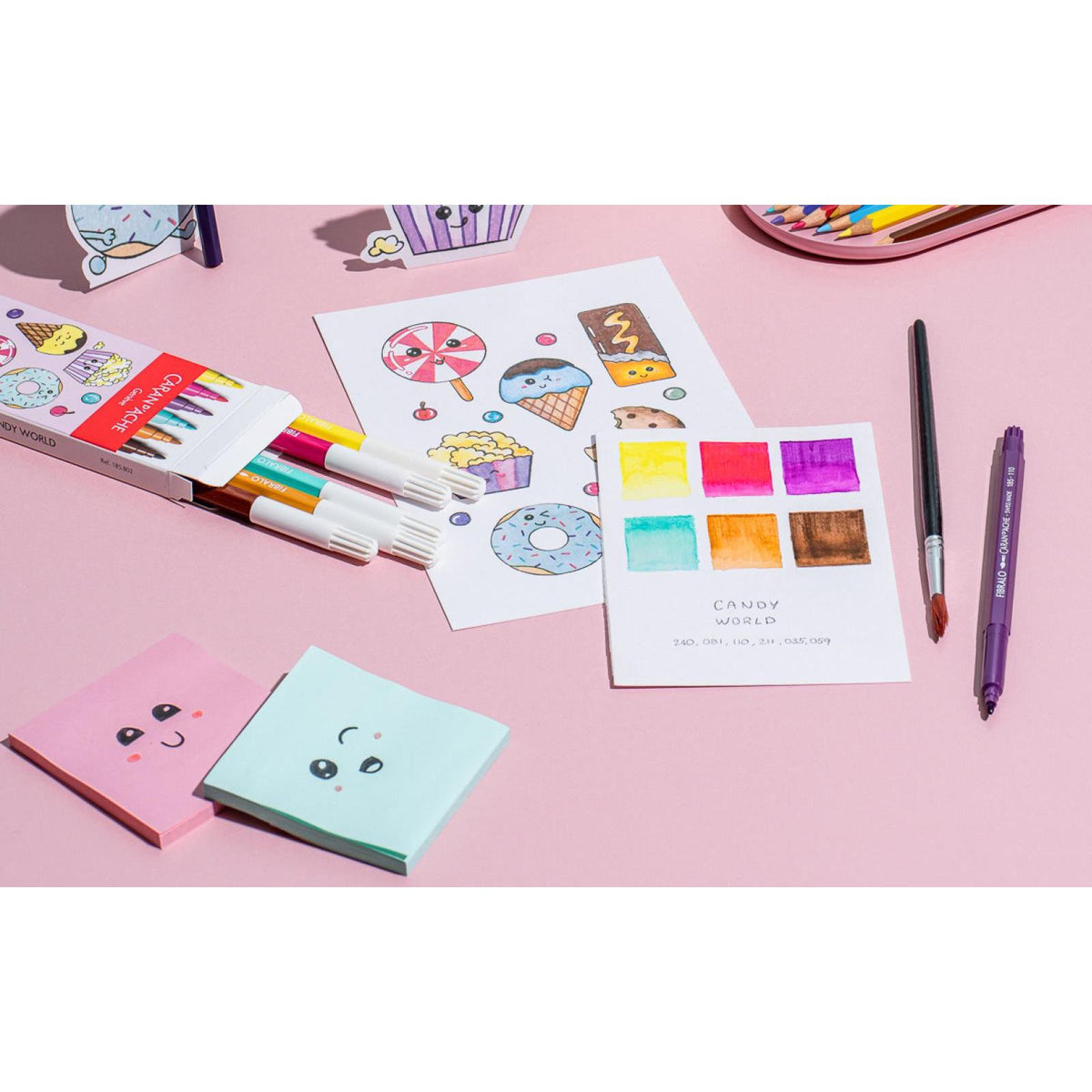 Kawaii-Set 6 Fasermaler Fibralo™ Candy World