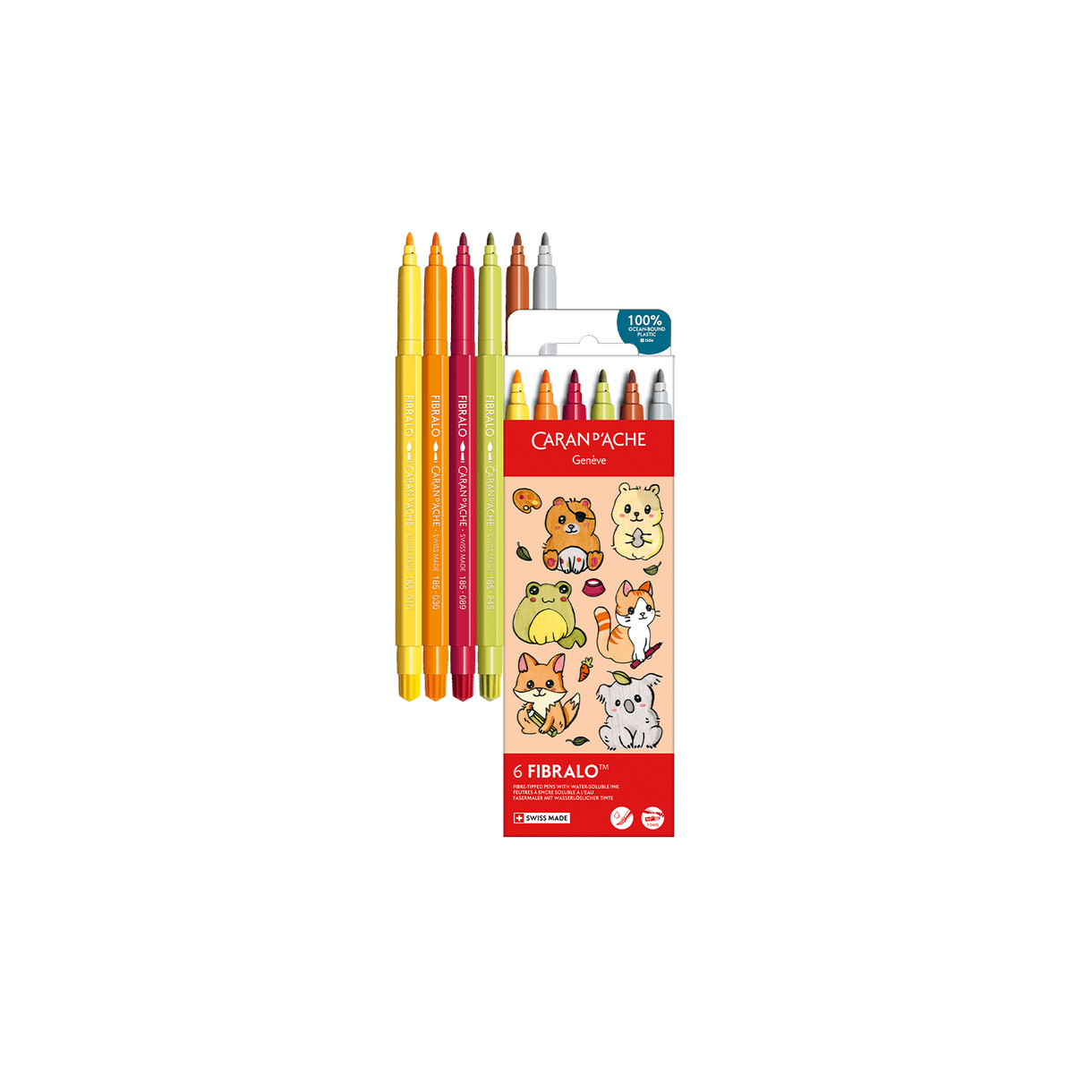 Kawaii-Set 6 Fasermaler Fibralo™ Cute Animals