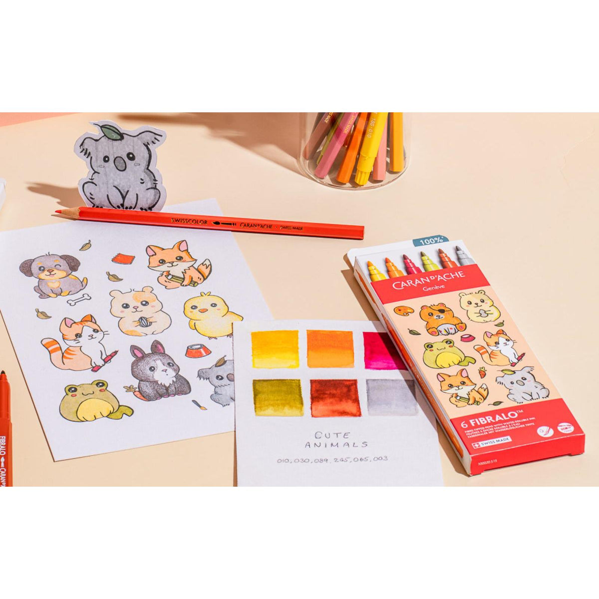 Kawaii-Set 6 Fasermaler Fibralo™ Cute Animals