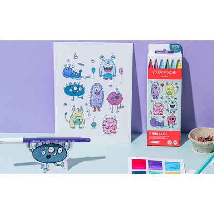 Kawaii-Set 6 Fasermaler Fibralo™ Funny Monsters