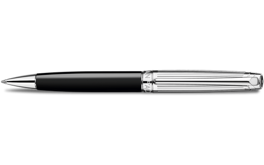 Silver-Plated, Rhodium-Coated LÉMAN BICOLOR Black Ballpoint Pen