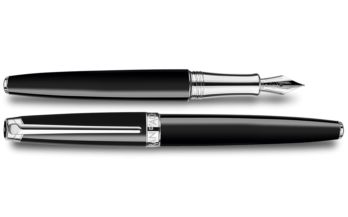 Penna stilografica LÉMAN EBONY NERA placcata argento rodiato