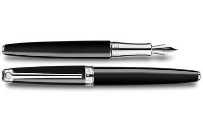 Penna stilografica LÉMAN EBONY NERA placcata argento rodiato