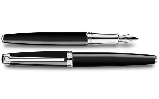 Stylo Plume LÉMAN EBONY NOIR Argenté Rhodié