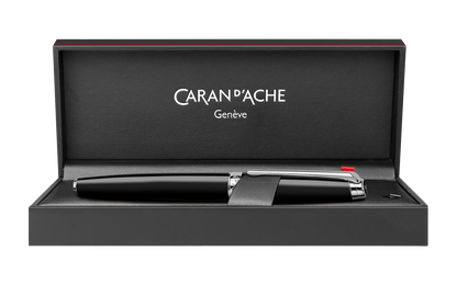 Penna stilografica LÉMAN EBONY NERA placcata argento rodiato