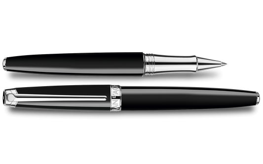 Silver-Plated, Rhodium-Coated LÉMAN™ EBONY BLACK Roller Pen