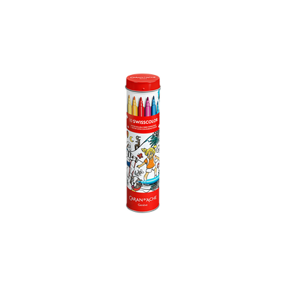 Metal tube 10 SWISSCOLOR standard Fibre-tipped Pens + Poster on the theme of Switzerland through